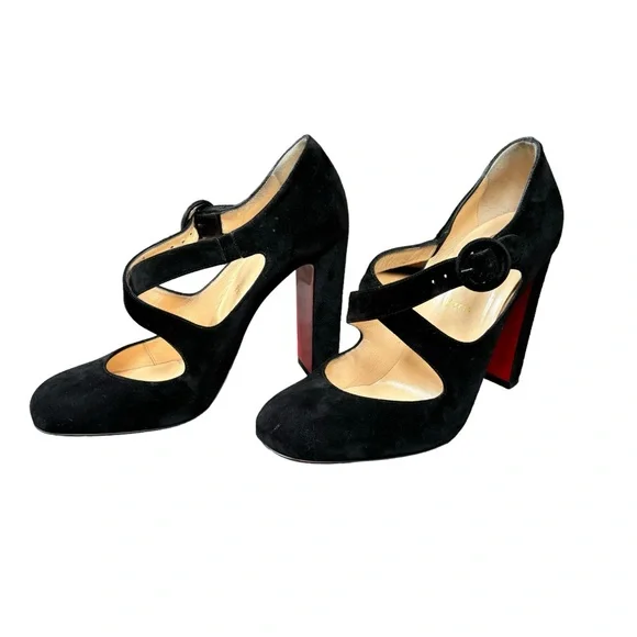 CHRISTIAN LOUBOUTIN SUEDE 100 MISS ELLEN CRISSCROSS PUMPS 40.5 - Picture 5 of 14